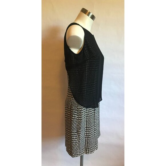 rag & bone Black & Cream Geometric Patterned Dress W/ Black Overlay, Size 0 (US) - Picture 5 of 10